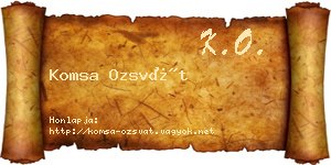 Komsa Ozsvát névjegykártya